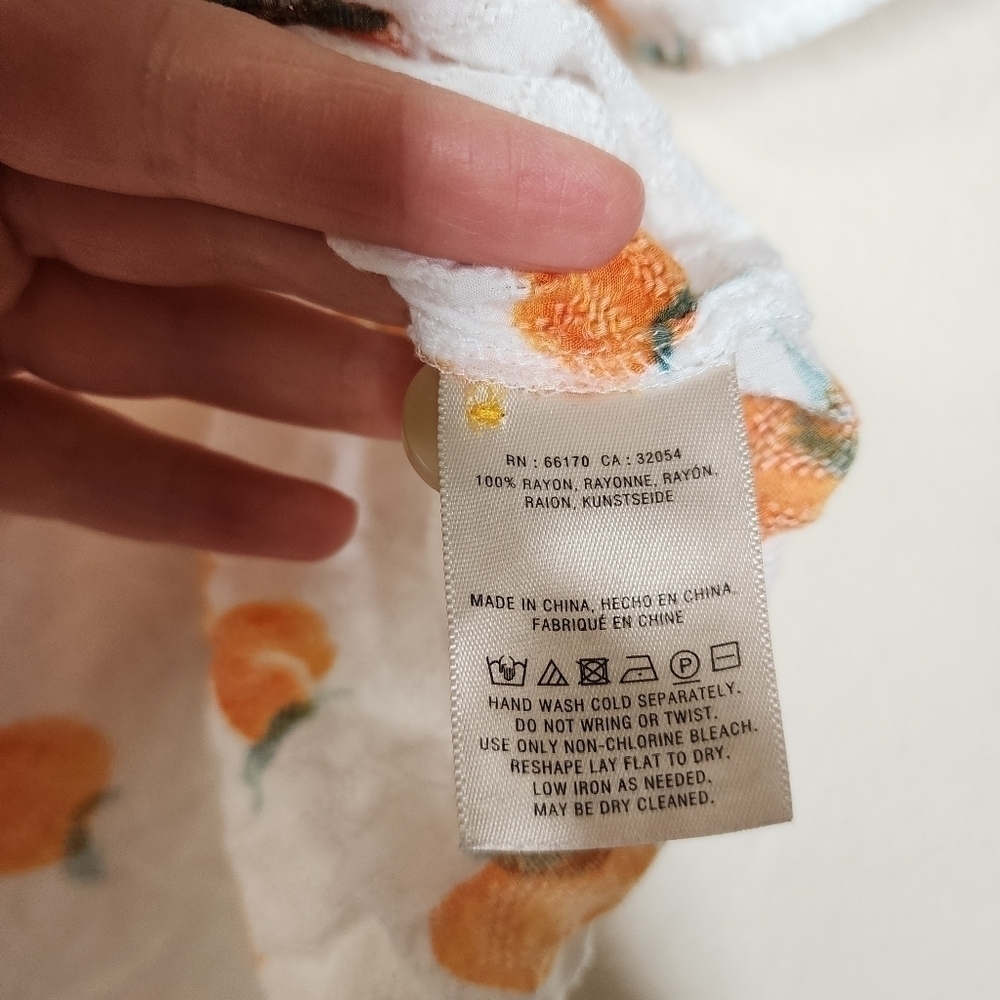 Anthropologie Maeve Hensley Peach Print Top 2 - Picture 6 of 7